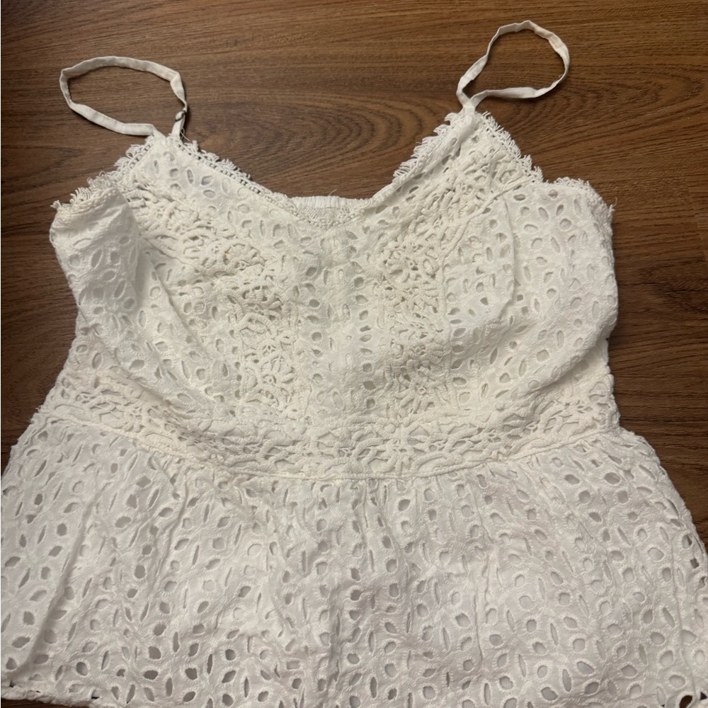 Cream Sleeveless Bustier Peplum Camisole